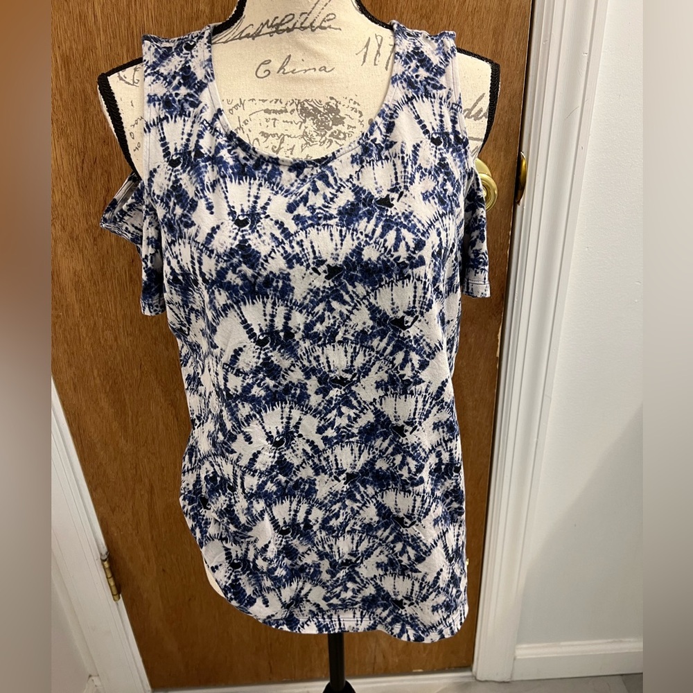 MICHAEL Michael Kors cold shoulder tie dye top size L